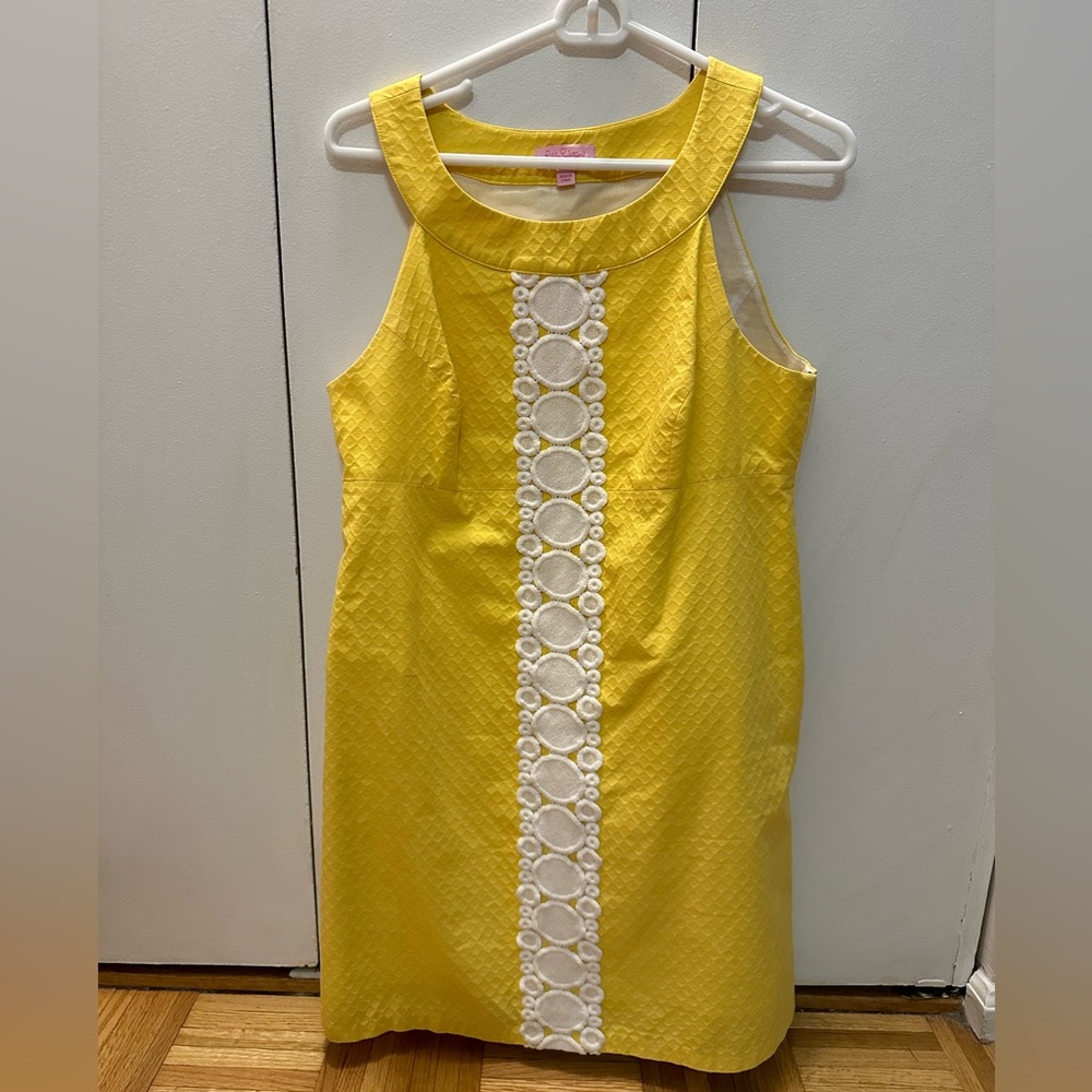 Lilly Pulitzer Jacqueline Yellow Embroidered Lace Applique Dress resort